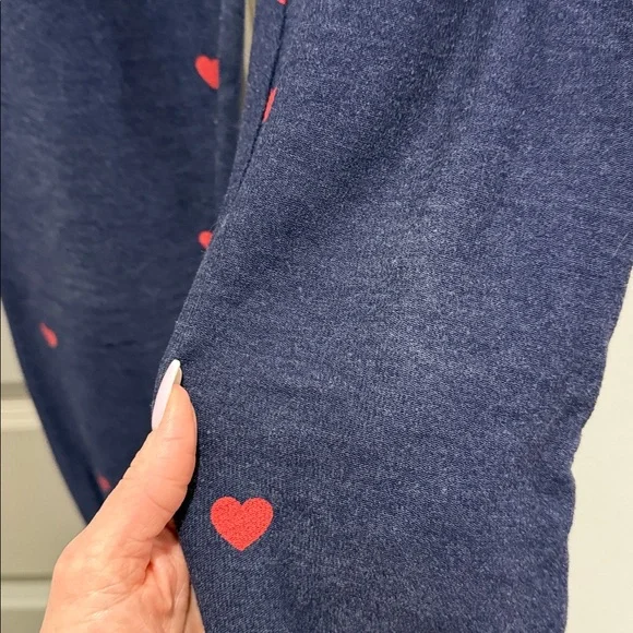 Chaser blue red hearts lounge jogger lightweight sweat pants XS - Picture 3 of 7